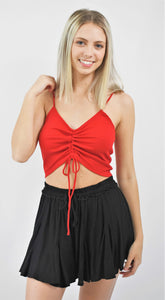 More Than That Ruched Front Tie Crop Tee