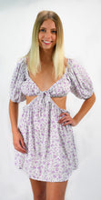 Load image into Gallery viewer, Little Purple Flowers Open Midriff Mini Dress