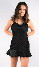 Load image into Gallery viewer, I’ve Got Your Number Cowl Neck Romper with Ruffle