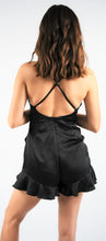 Load image into Gallery viewer, I’ve Got Your Number Cowl Neck Romper with Ruffle