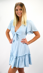 All A Flutter Empire Waist Dress with Flutter Sleeves