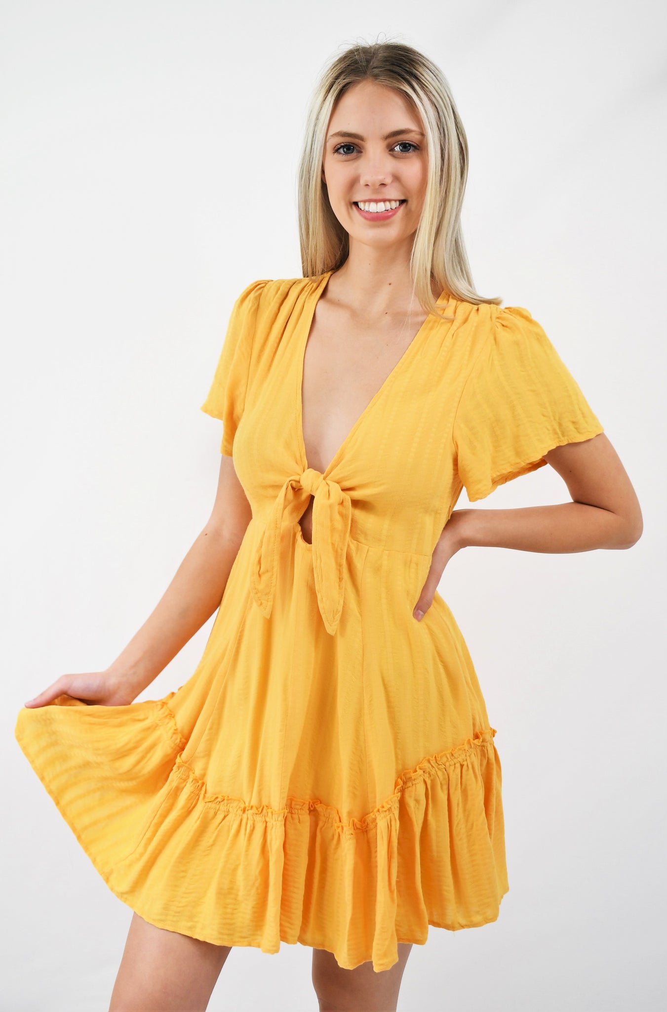 All A Flutter Empire Waist Dress with Flutter Sleeves The Campus Colors Boutique All A Flutter Empire Waist Dress with Flutter Sleeves The Campus Colors Boutique