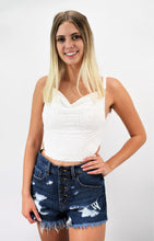 Load image into Gallery viewer, Eyelet You Decide Open Back Tie Crop Top