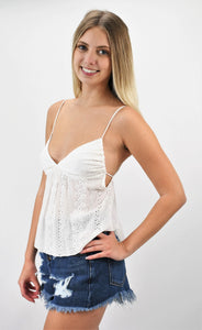 Eyelet You In On A Secret Spaghetti Strap Top