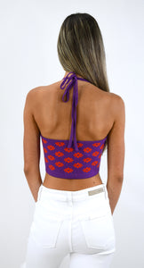 Mod Flower Knit Halter Top