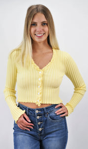 Daily Lifestyle Long Sleeve Button-Front Knit Top