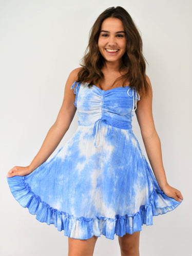 Dying to Wear It Tie Dye Dress With Spaghetti Straps