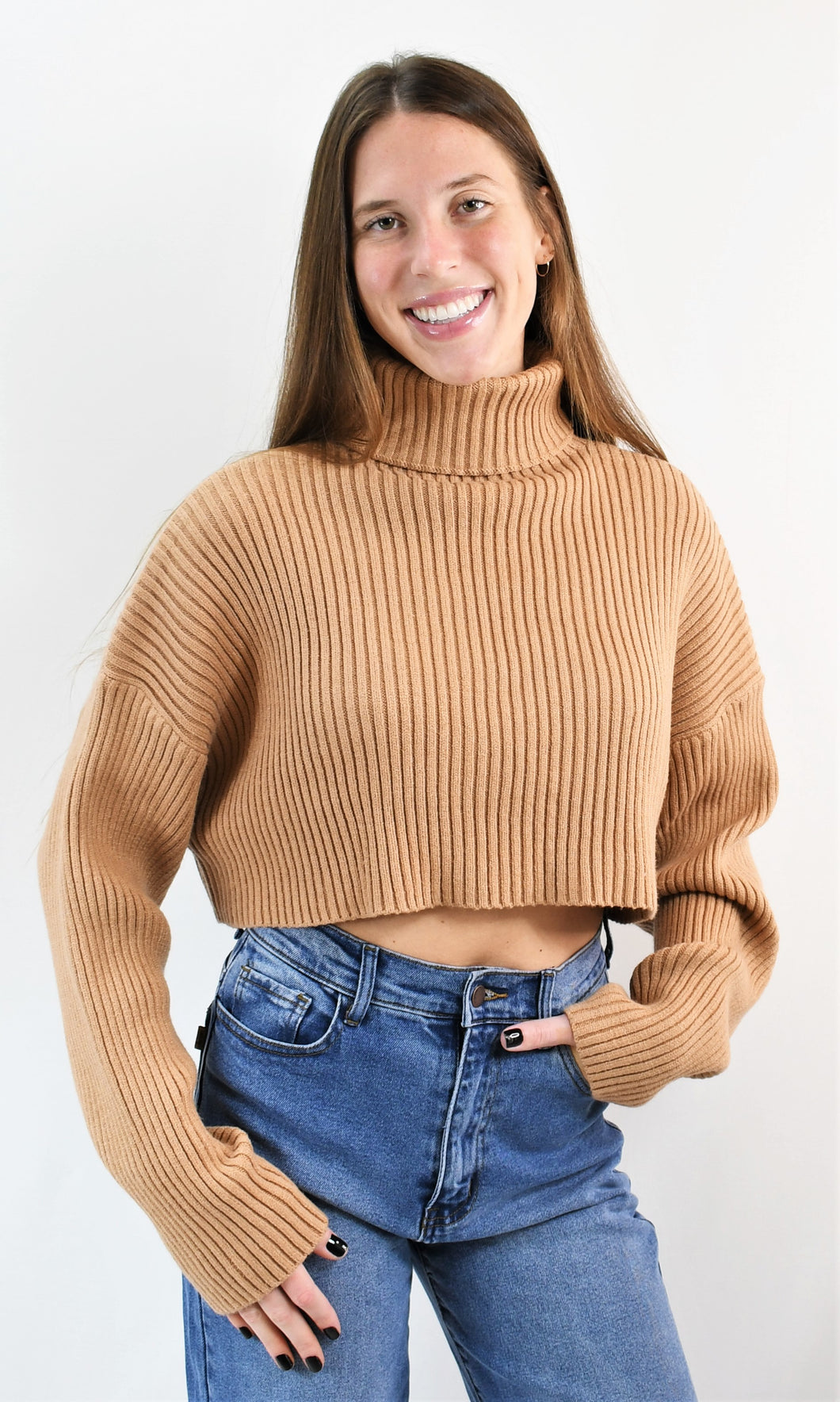 Live in the Moment Crop Turtleneck Sweater – The Campus Colors