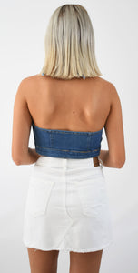 About Time Denim Halter Crop