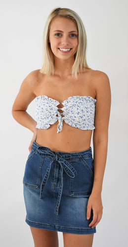 Tiny Blue Flower Keyhole Bandeau