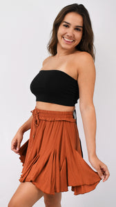 Solid Mini Flared Skirt