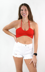 Follow Me Knit Bandeau Halter Top