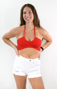 Follow Me Knit Bandeau Halter Top