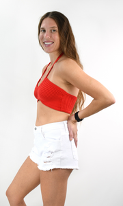 Follow Me Knit Bandeau Halter Top