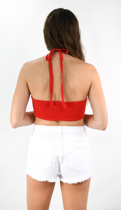 Follow Me Knit Bandeau Halter Top