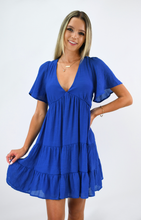 Load image into Gallery viewer, Blue Angel Tiered Dress With Flutter Sleeves