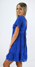 Load image into Gallery viewer, Blue Angel Tiered Dress With Flutter Sleeves