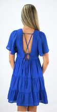 Load image into Gallery viewer, Blue Angel Tiered Dress With Flutter Sleeves