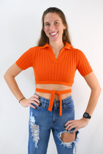 Load image into Gallery viewer, Orange Grove Crop Short Sleeve Sweater