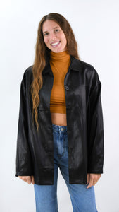 Just Your Thing Oversized Vegan Leather Jacket