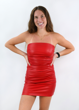 Load image into Gallery viewer, Hot to Handle Ruched Faux Leather Dress