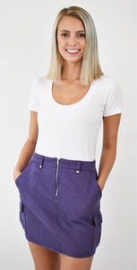 Purple State Zip Cargo Skirt