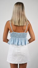 Load image into Gallery viewer, Babydoll Blue Smocked Top with Spaghetti Straps