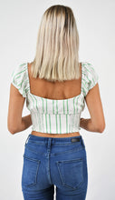 Load image into Gallery viewer, The Green Stripe Front Tie Top With Smocked Waist