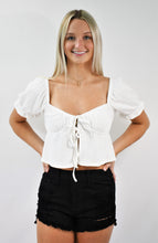 Load image into Gallery viewer, All Around Tie Front Crop Top With Peplum