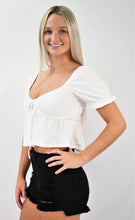 Load image into Gallery viewer, All Around Tie Front Crop Top With Peplum