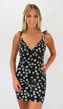 Load image into Gallery viewer, Dark Field of Daises Smocked Back Mini Dress