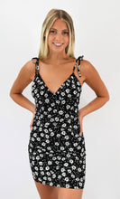 Load image into Gallery viewer, Dark Field of Daises Smocked Back Mini Dress