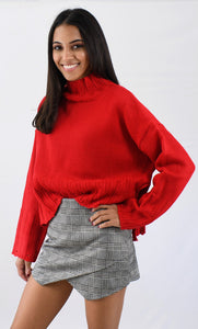 Mock Turtleneck Loose Crop Sweater