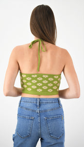 Mod Flower Knit Halter Top