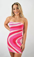 Load image into Gallery viewer, Pink Passion Swirl Strapless Knit Dress