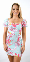 Load image into Gallery viewer, Pucci Pattern Inspired Short Sleeve Cut Out Dress