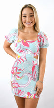 Load image into Gallery viewer, Pucci Pattern Inspired Short Sleeve Cut Out Dress