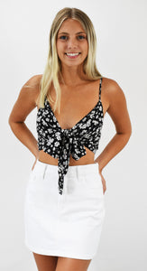 Just For Fun Tie Front Crop Top