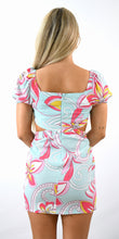 Load image into Gallery viewer, Pucci Pattern Inspired Short Sleeve Cut Out Dress