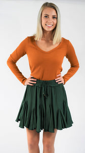 Solid Mini Flared Skirt