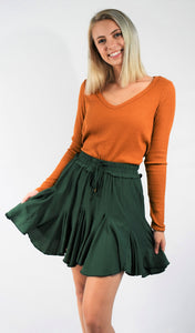 Solid Mini Flared Skirt