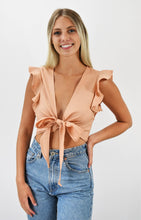 Load image into Gallery viewer, Just Enough Open Front Tie Top With Ruffle Sleeves