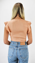 Load image into Gallery viewer, Just Enough Open Front Tie Top With Ruffle Sleeves