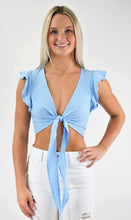 Load image into Gallery viewer, Just Enough Open Front Tie Top With Ruffle Sleeves