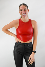 Load image into Gallery viewer, Red Fire Faux Leather Crop Top