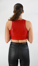 Load image into Gallery viewer, Red Fire Faux Leather Crop Top