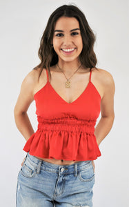 Red Hot Empire Waist Top