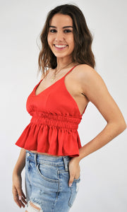 Red Hot Empire Waist Top