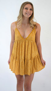 Triangle Top Mini Dress with Ruffle Bottom