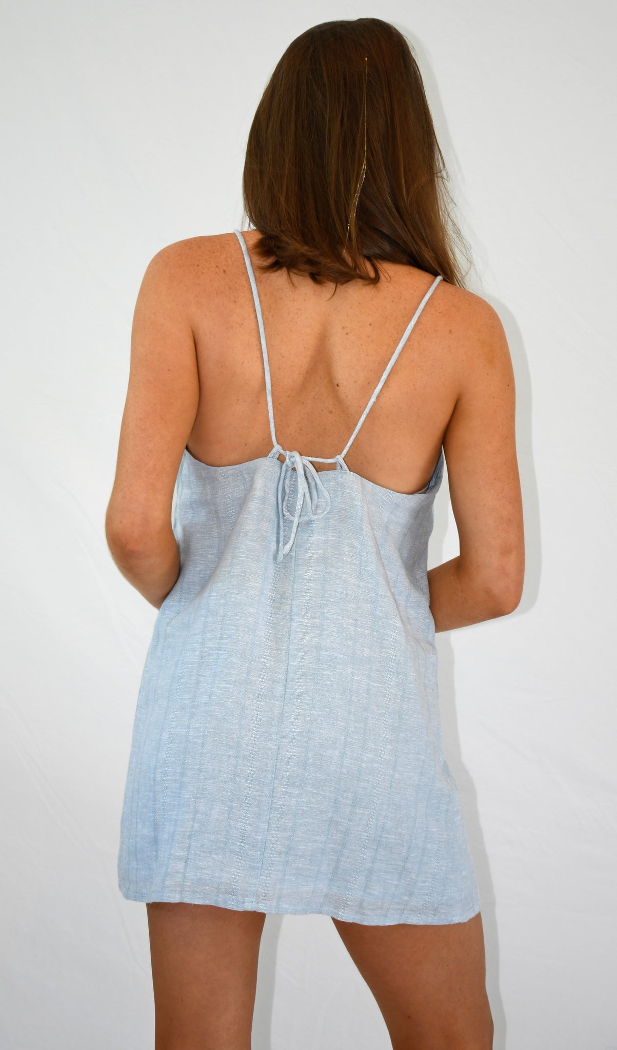 Solid Fit Linen Mini Shift Dress L Solid Fit Linen Mini Shift Dress L